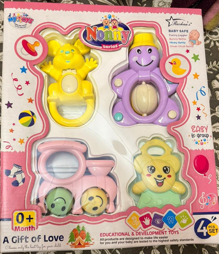 👶🧸 Baby Rattle Toy Set – 4 Pieces