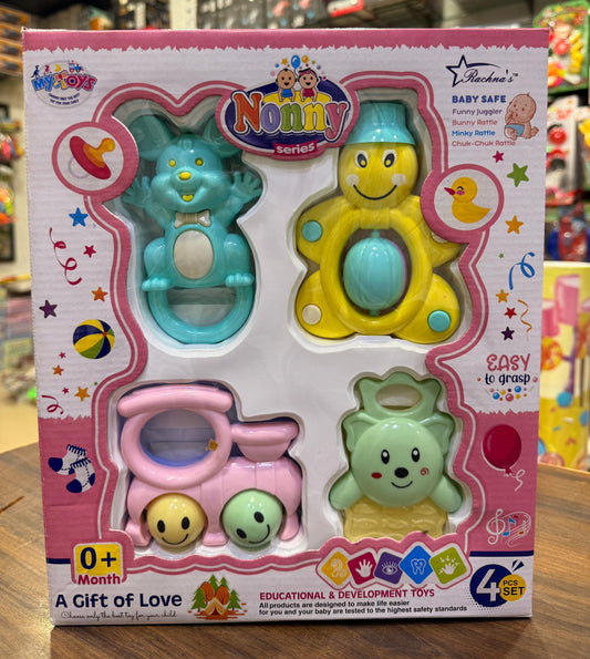 👶🧸 Baby Rattle Toy Set – 4 Pieces