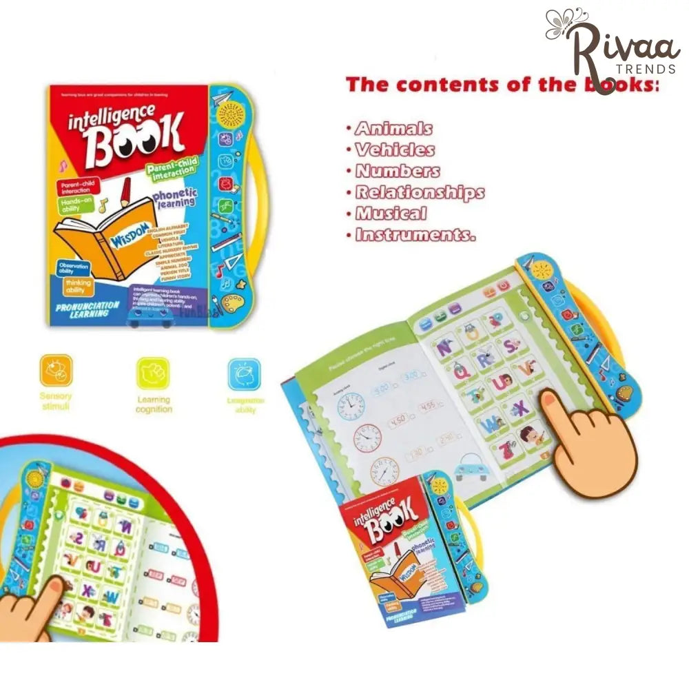 Intelligence Sound Book Learning Cards for Children, English Letters & Words Learning Book