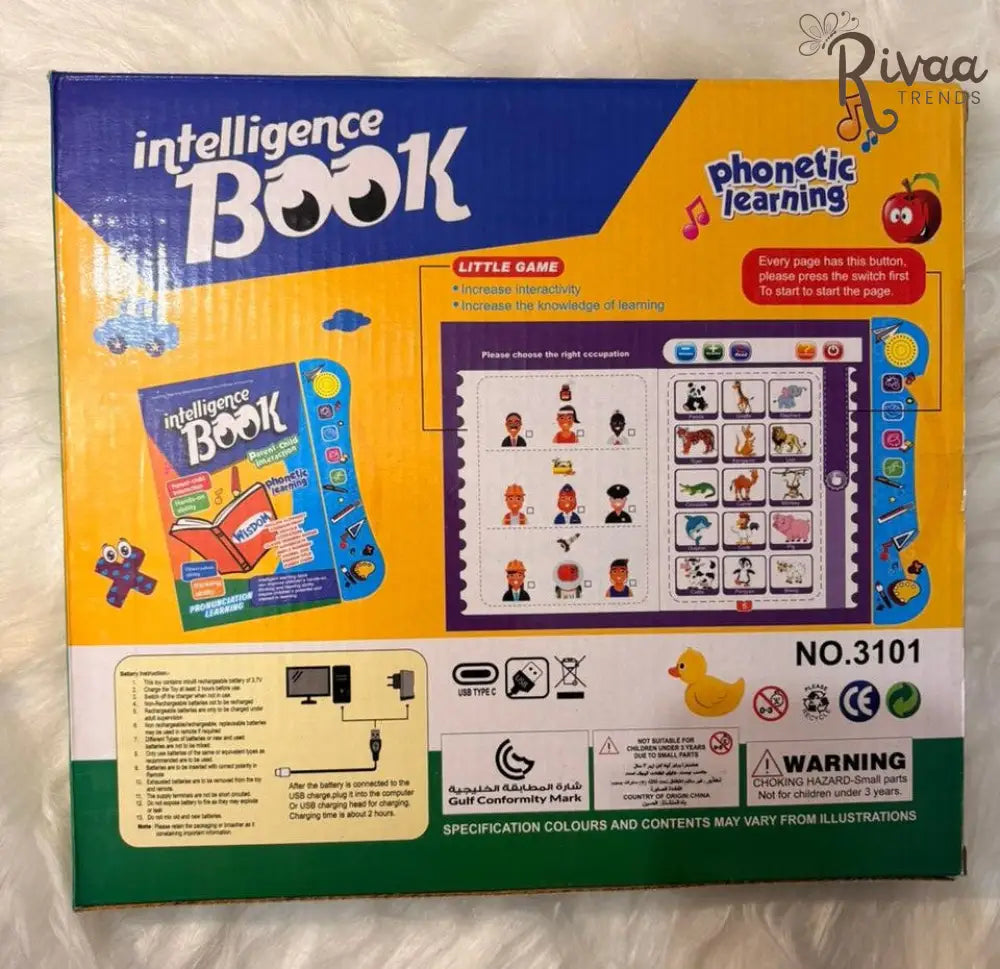 Intelligence Sound Book Learning Cards for Children, English Letters & Words Learning Book